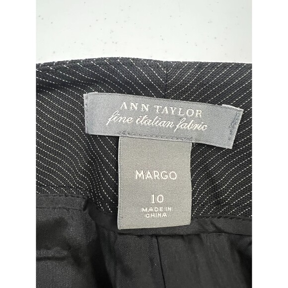 Ann Taylor Women's Margo Dress Pants Black White Pinstripe Virgin Wool Size 10 - Picture 5 of 12